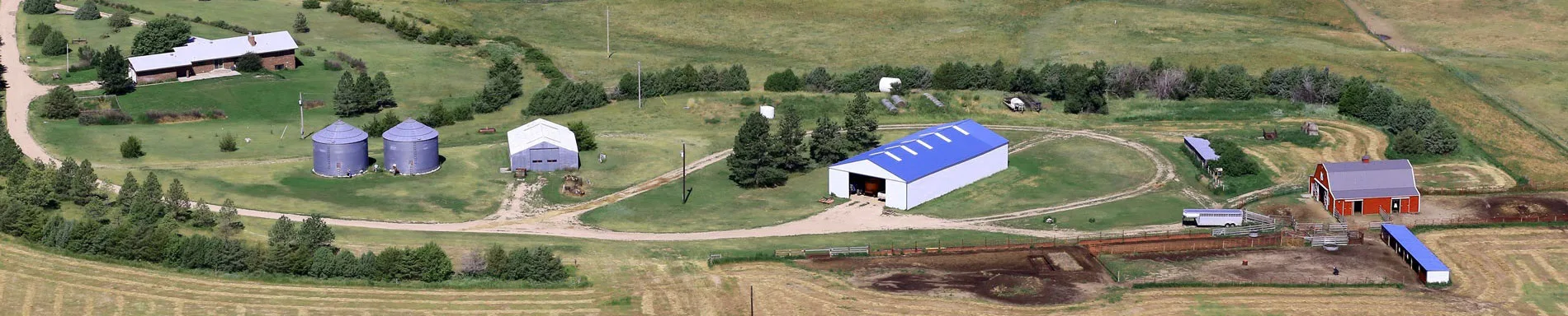 Aerial view of the Milburn ranch near Arriba, Colorado